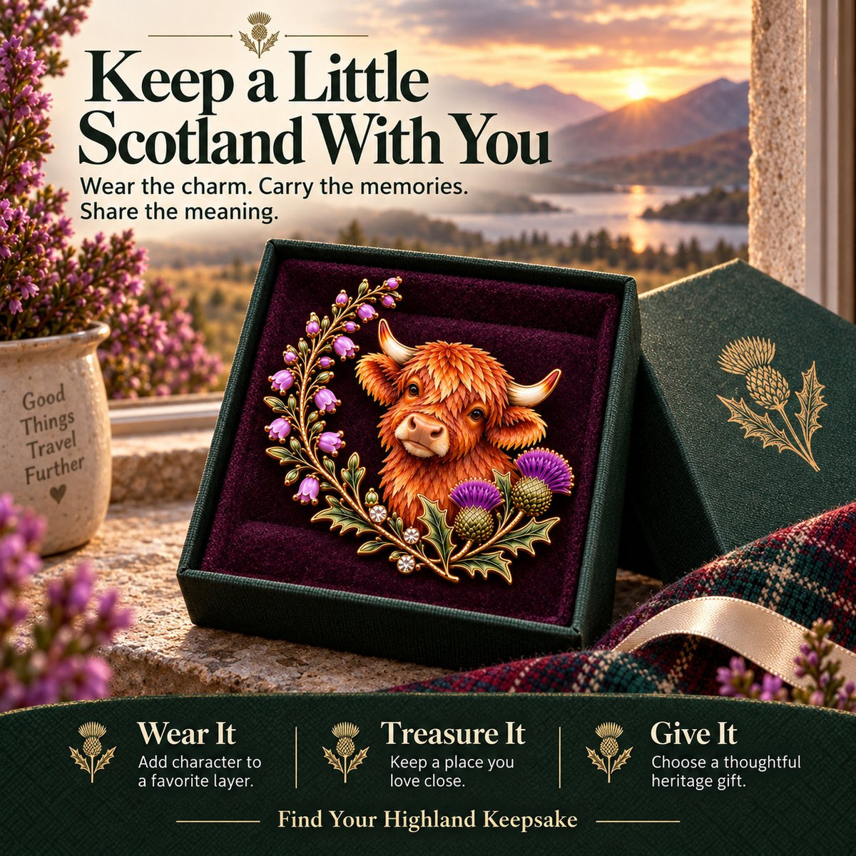 Highland Cow & Thistle 🏴󠁧󠁢󠁳󠁣󠁴󠁿 Scottish Heritage Enamel Brooch