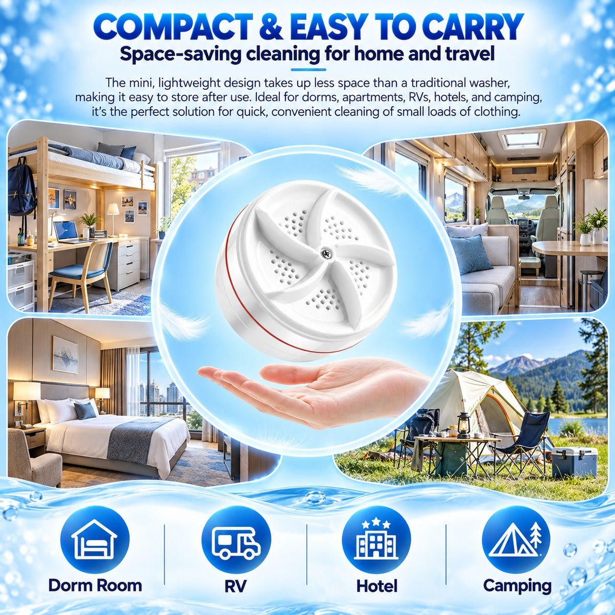 Portable Mini Ultrasonic Spiral Washing Machine