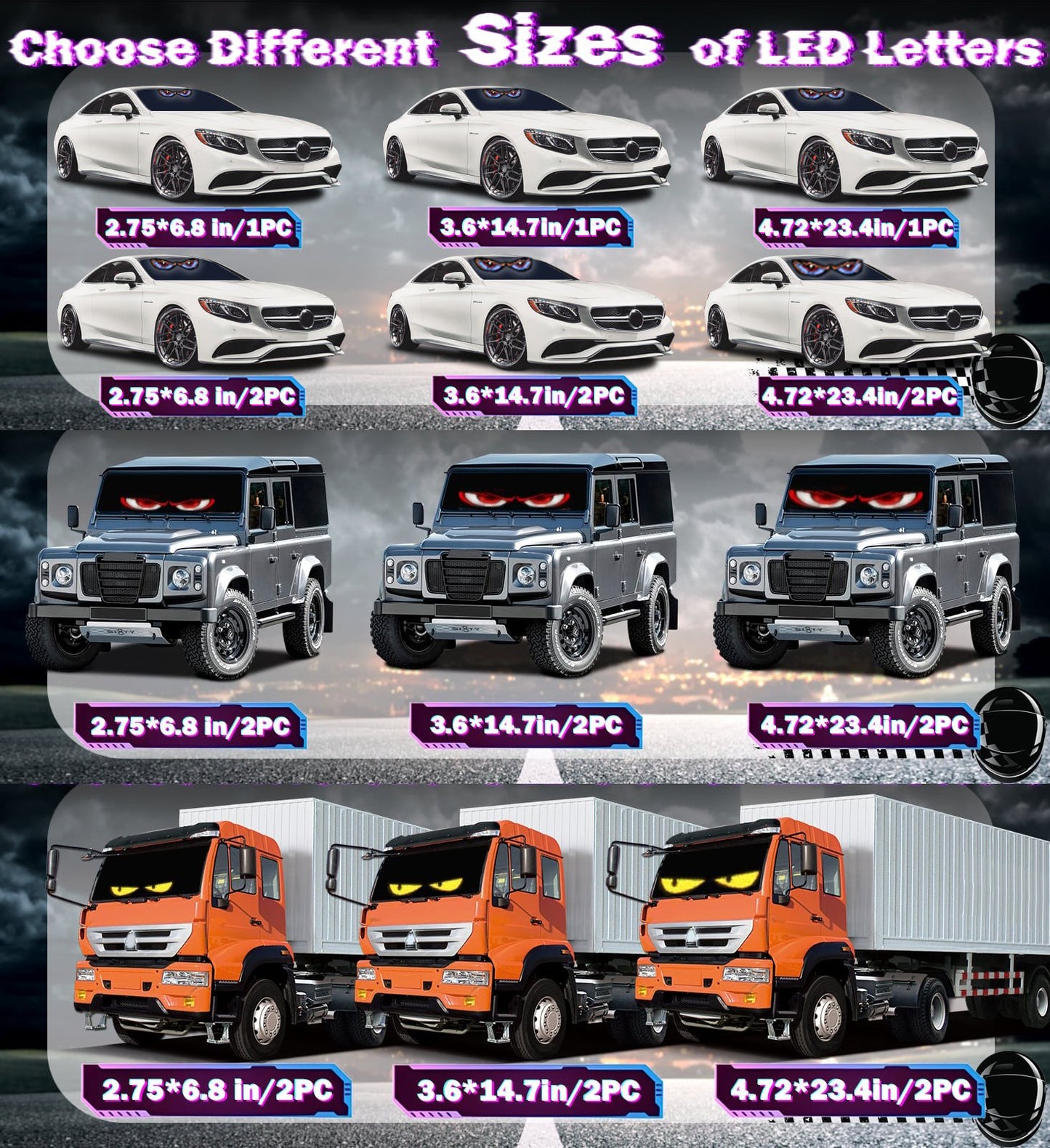 Halloween Spooktacular Deal Alert! 🎃 Devil Eyes LED Sign: App - Controlled, Animated for Car/Truck Windshields