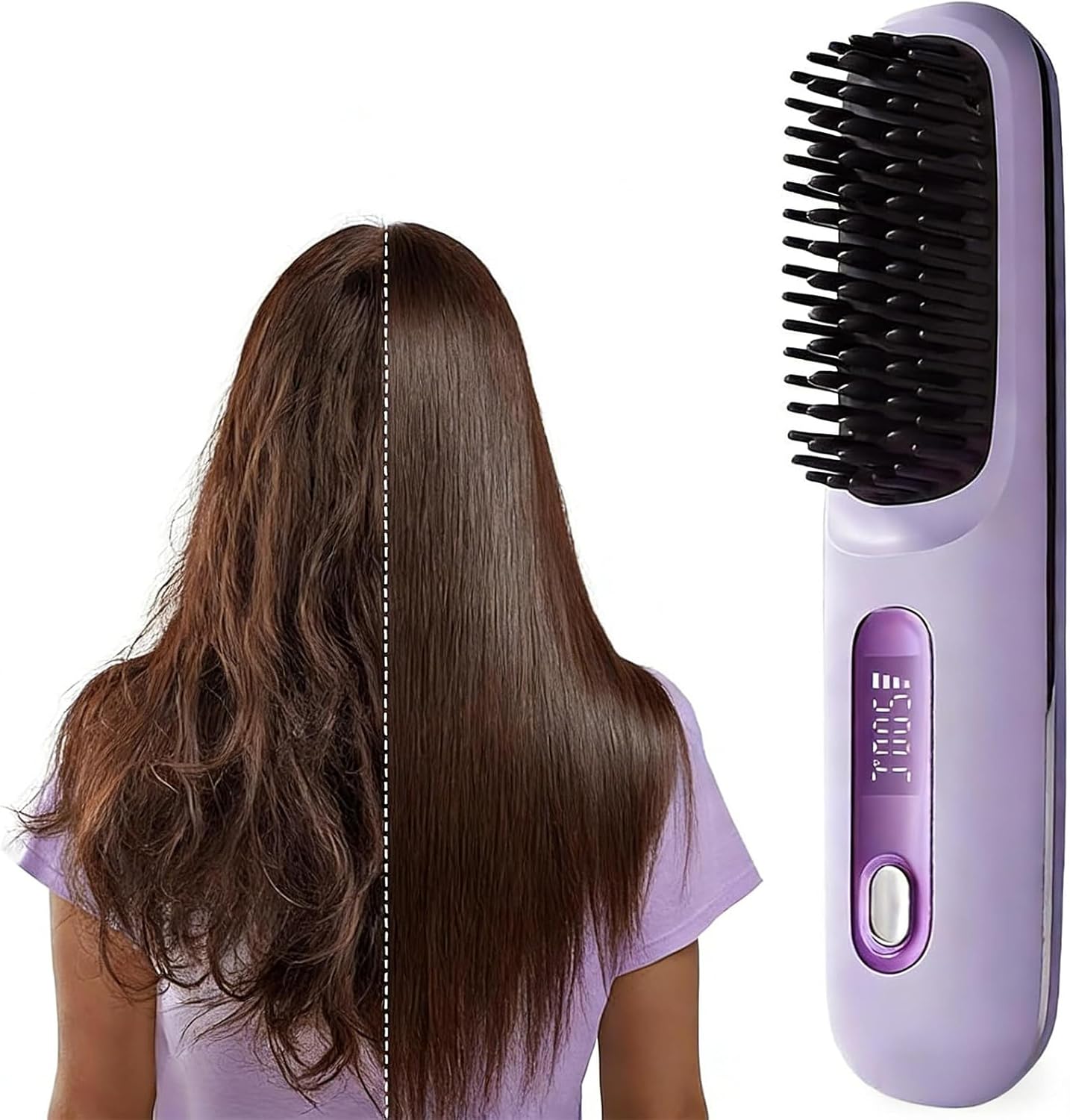 2-in-1 USB-Rechargeable Heated Hair Straightening Brush
