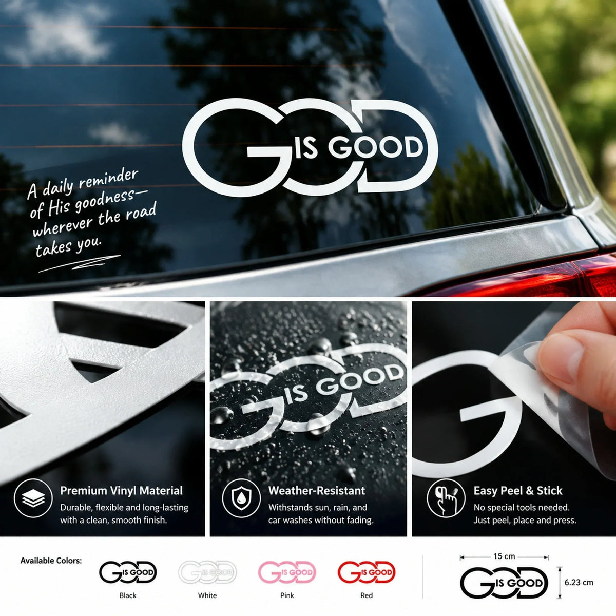 ⏰Limited Stock 60% OFF🙏 'God Is Good' Christian Car Decal Sticker | Premium Religious Décor