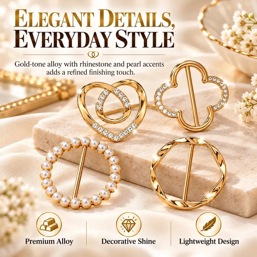 ✨4-Piece Women's Metal Shirt Clips – Round & Heart Designs for Loose Clothing