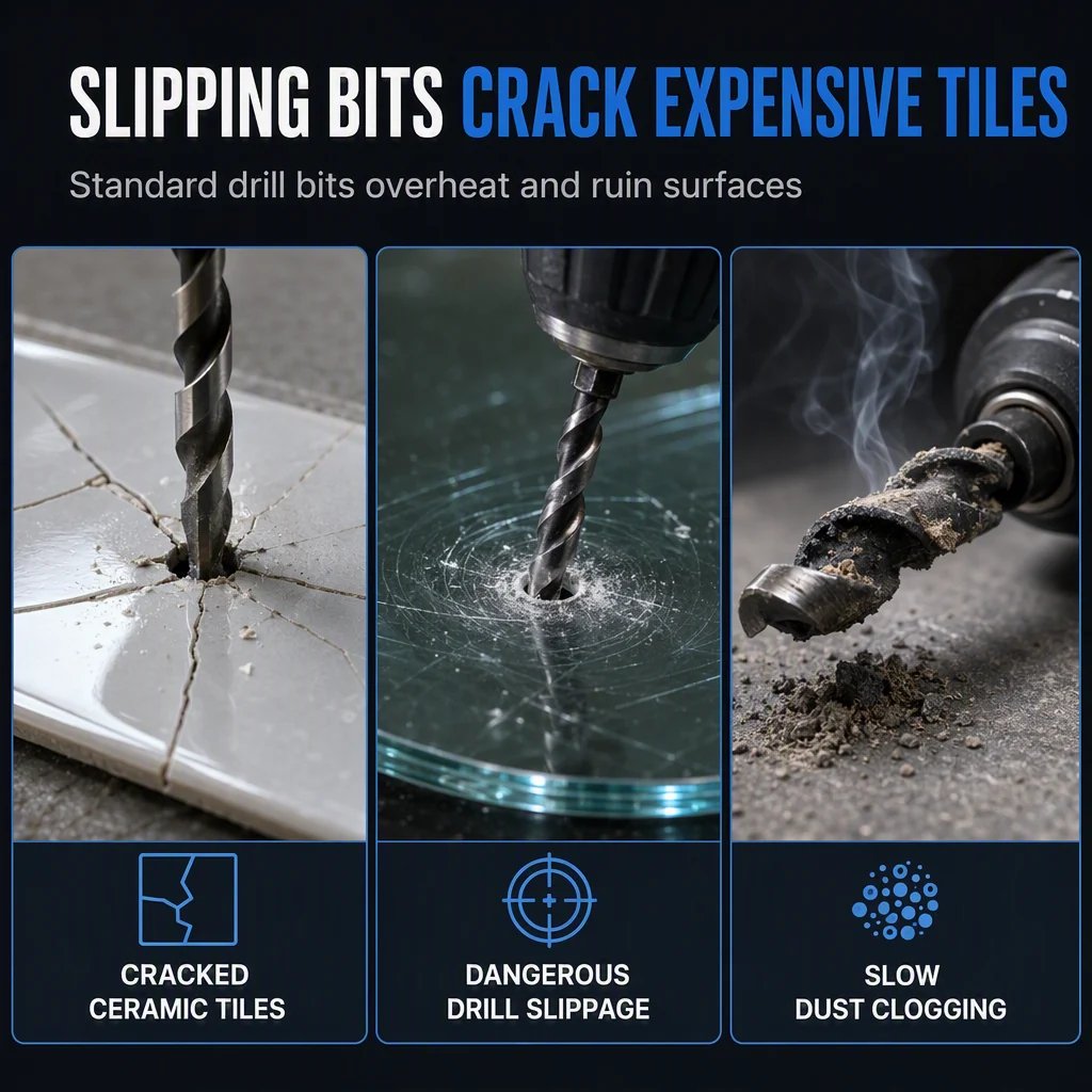 🔩✨ Carbide Eccentric Drill Bit – Sharp Hex-Shank Multi-Surface Drilling with Cleaner, Crack-Reduced Results