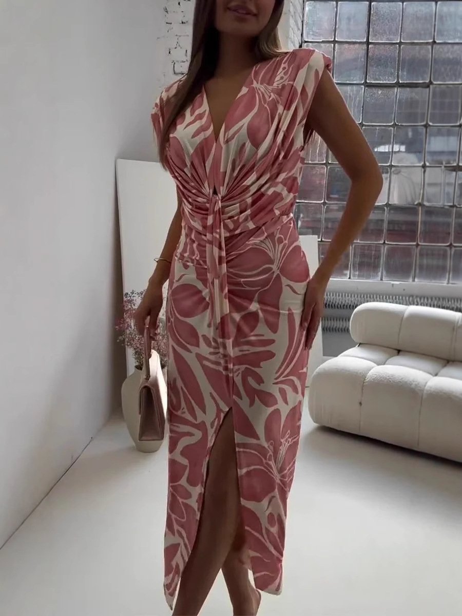 Sleeveless Printed Slit Dress(Almost Sold Out!)