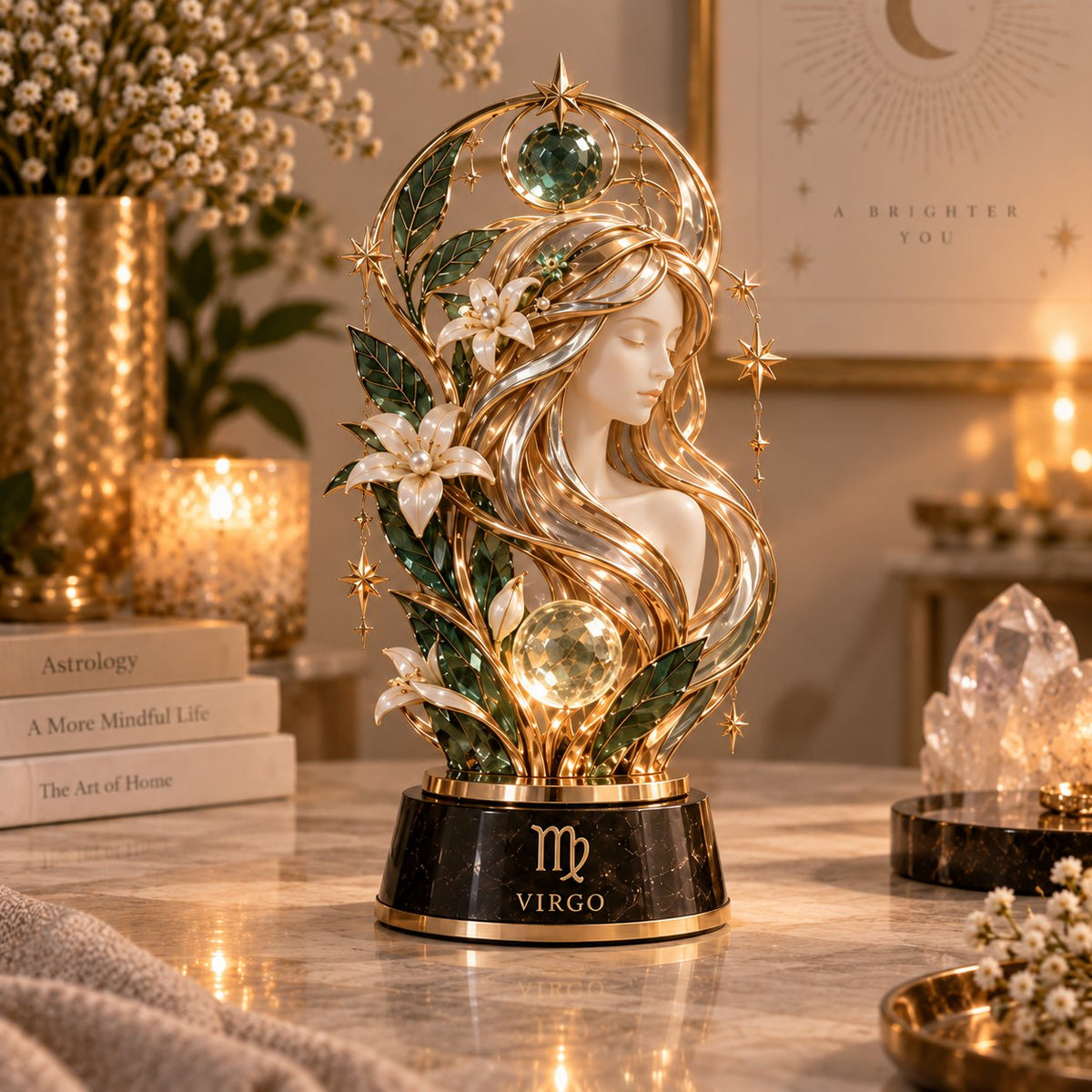⏳ Last Day 49% OFF – 🌙 Celestial Zodiac Sculpture | 12 Jewel-Like Zodiac Designs with Golden Details ✨