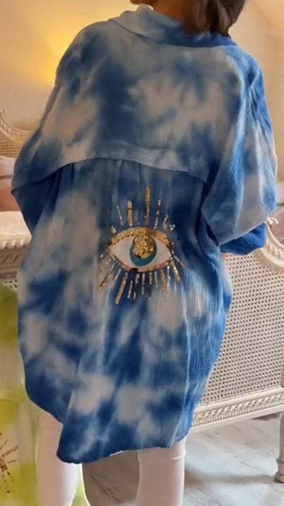 Tie Dye Sequinned Evil Eye Shirt (Buy 2 Free Shipping)