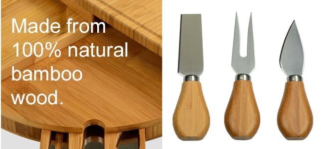 🧀2025 Bamboo Swivel Charcuterie Board🔥With 4 Integrated Ceramic Bowls And 3 Piece Knife Set