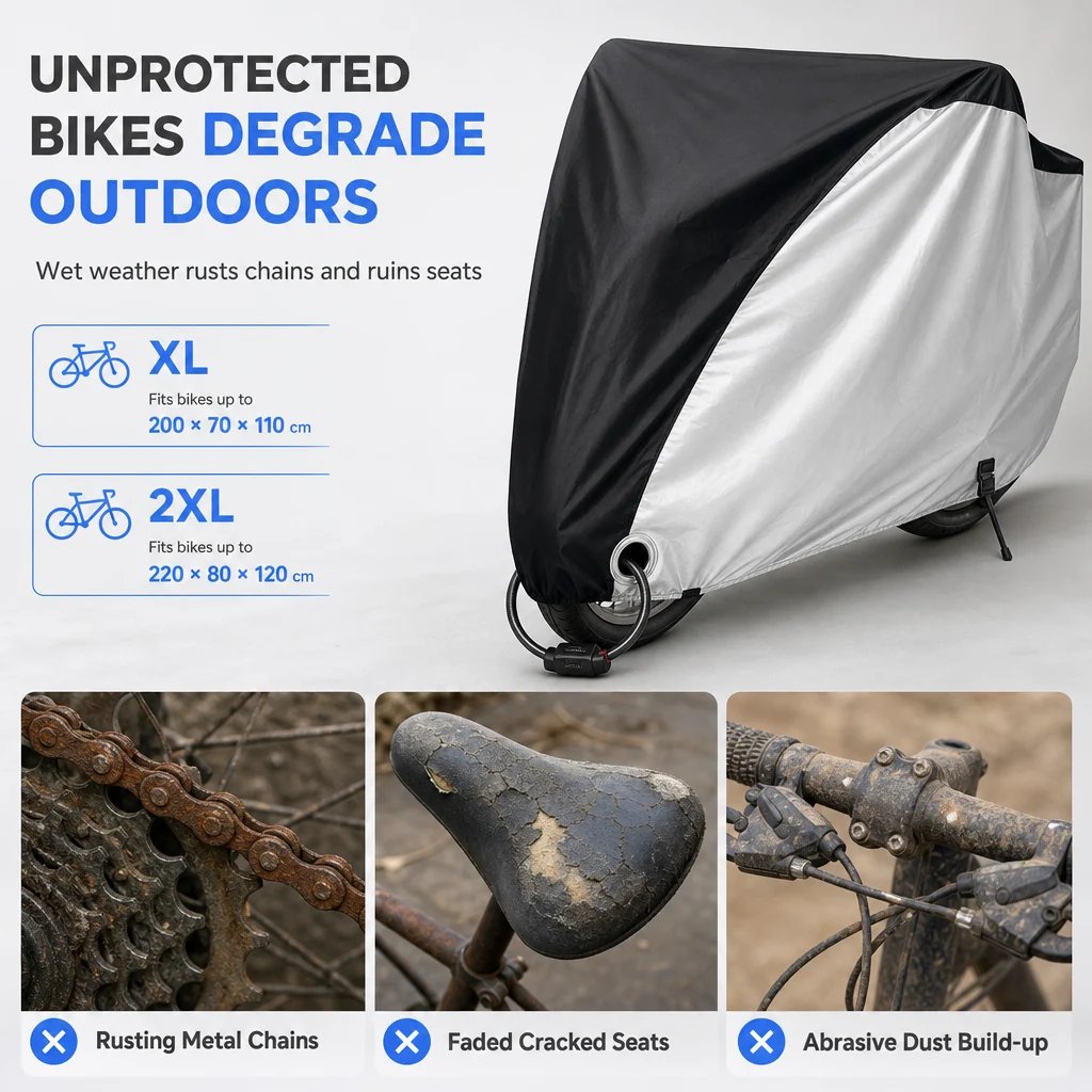 🔥 49% Off | Waterproof Bike Cover for 1–2 Bikes – Windproof Outdoor Protection 🚲