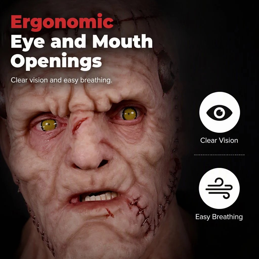 👹 Stitched Monster Full-Head Silicone Horror Mask | Costume Piece