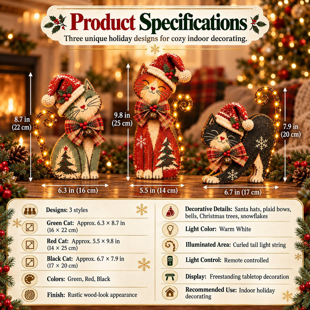 🎄 Vintage Christmas Cards with LED Lighting – 3 Designs | Warm White Light and Remote Control