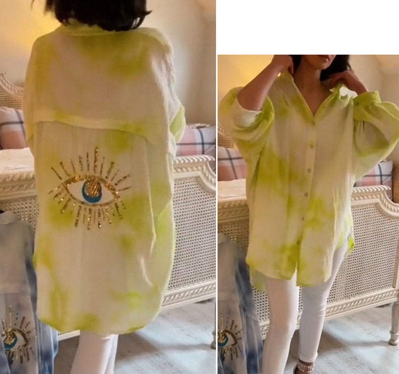 Tie Dye Sequinned Evil Eye Shirt (Buy 2 Free Shipping)