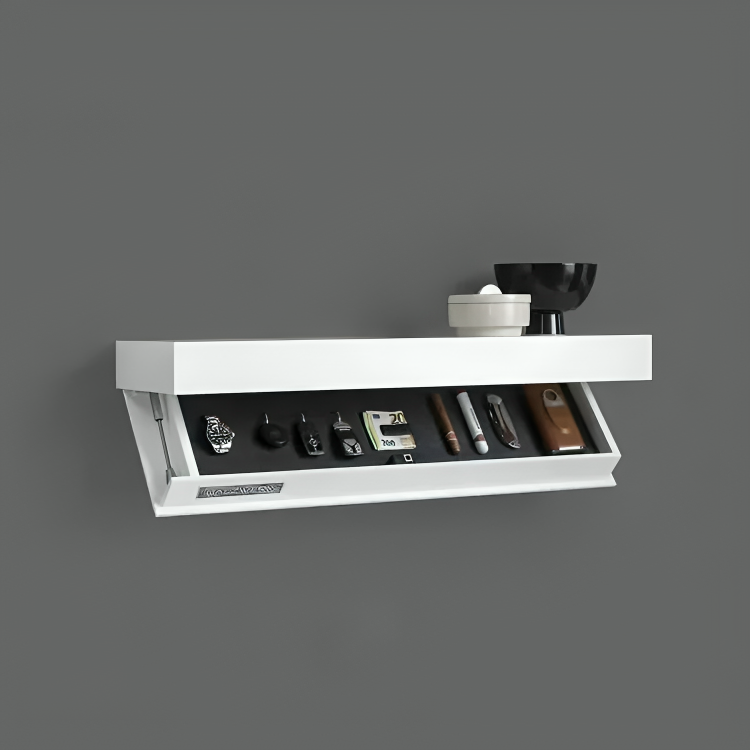Wall-mounted shelf with secret compartment