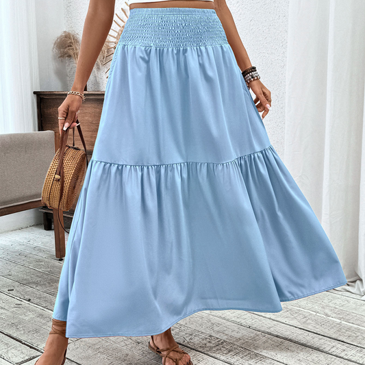 Floral print three-layer patchwork long skirt - Buy 2 items and get free shipping！