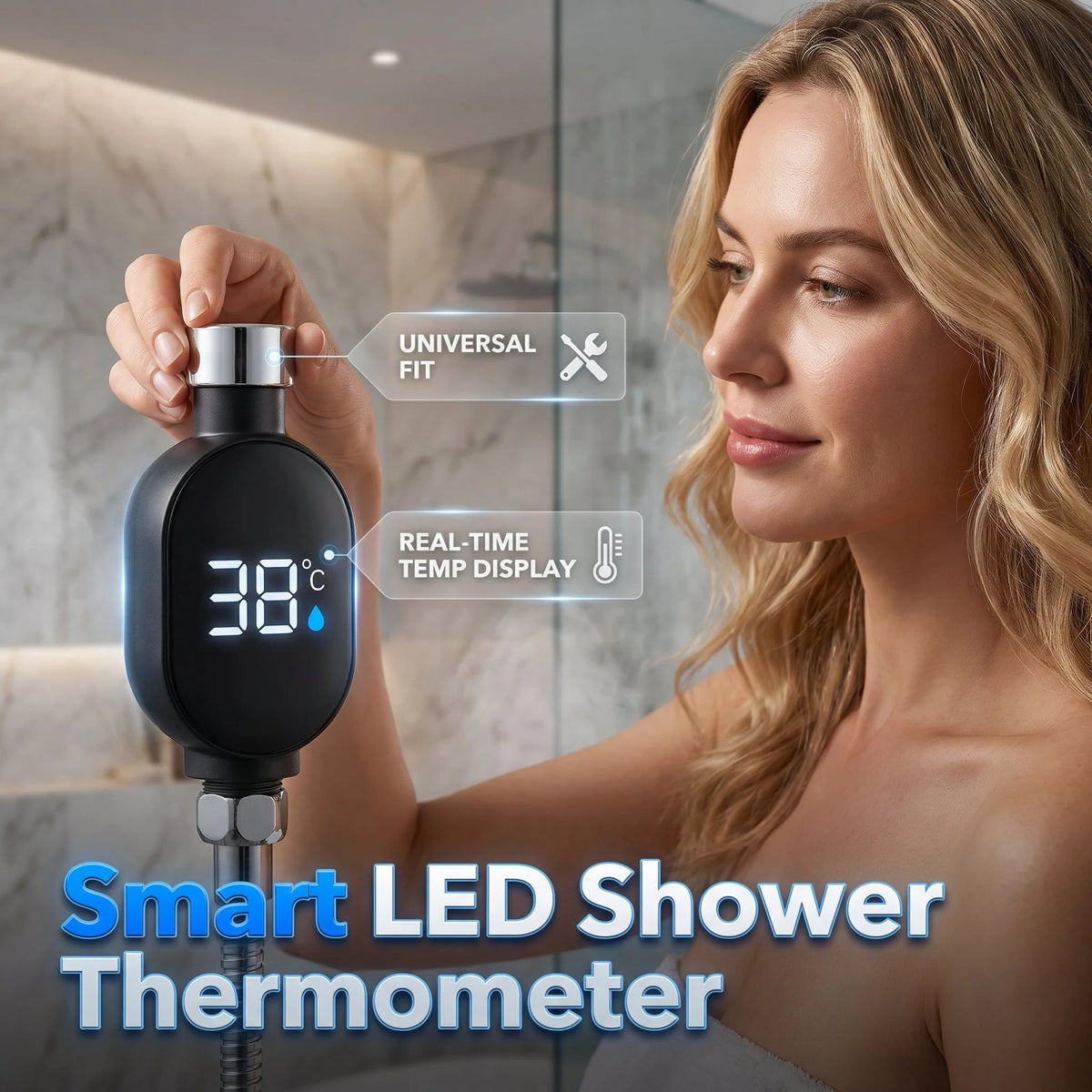 🚿 Intelligent LED Shower Thermometer | 360° Rotating Display