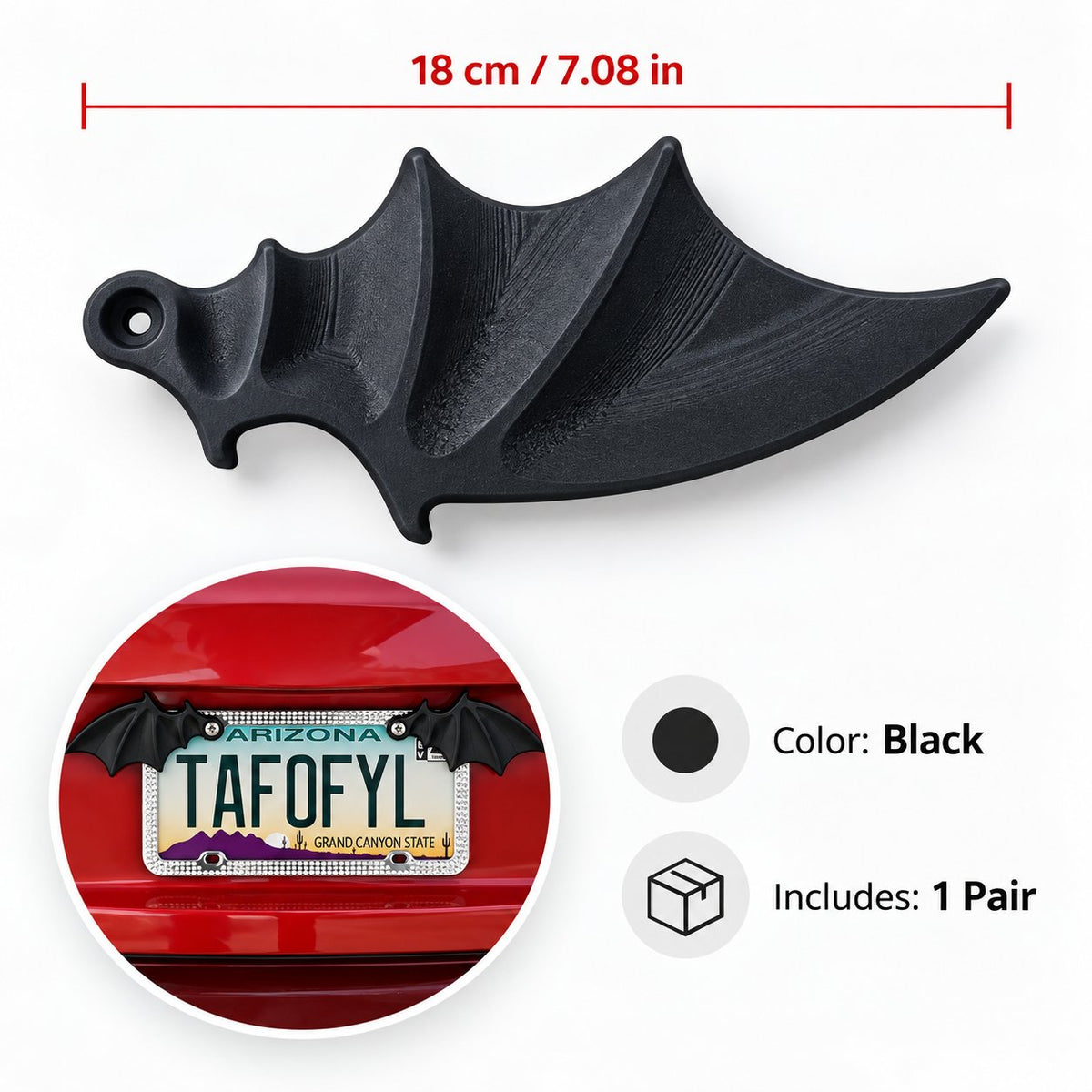 🔥HOT SALE 49% OFF - 🦇 Spooky Bat Wing License Plate Decor – Give Your Ride a Halloween Twist! 🎃(1 Pair)