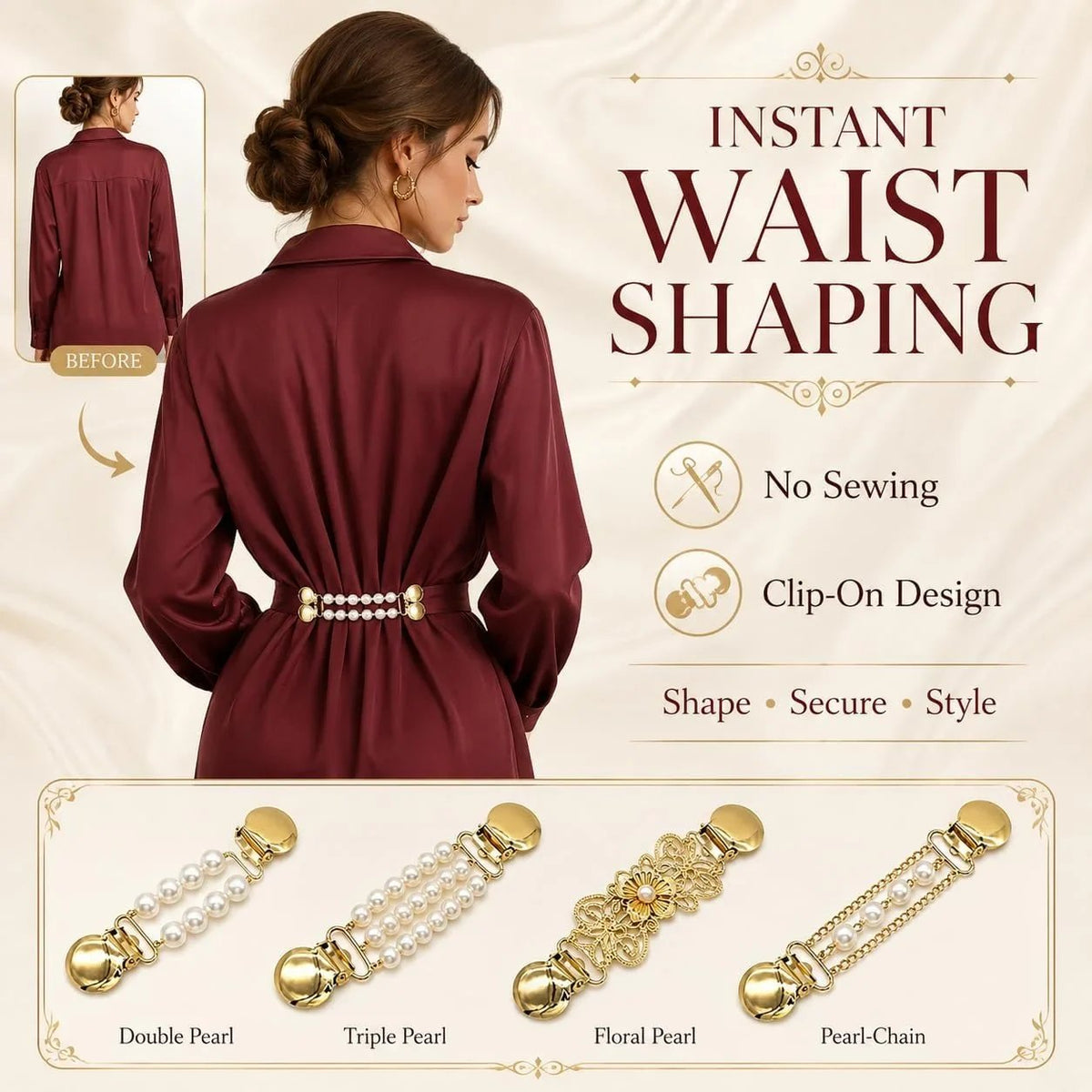 📿Multi-use Waist Cinch Clip | Cardigan & Shawl Clothing Fastener💎