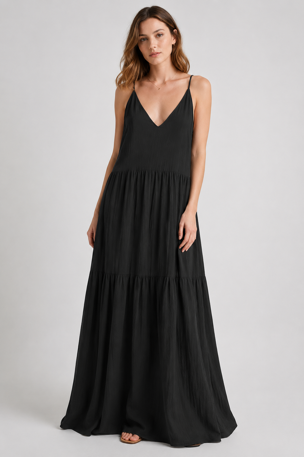 Elegant Resort Deep V-Neckline Strappy Maxi Dress