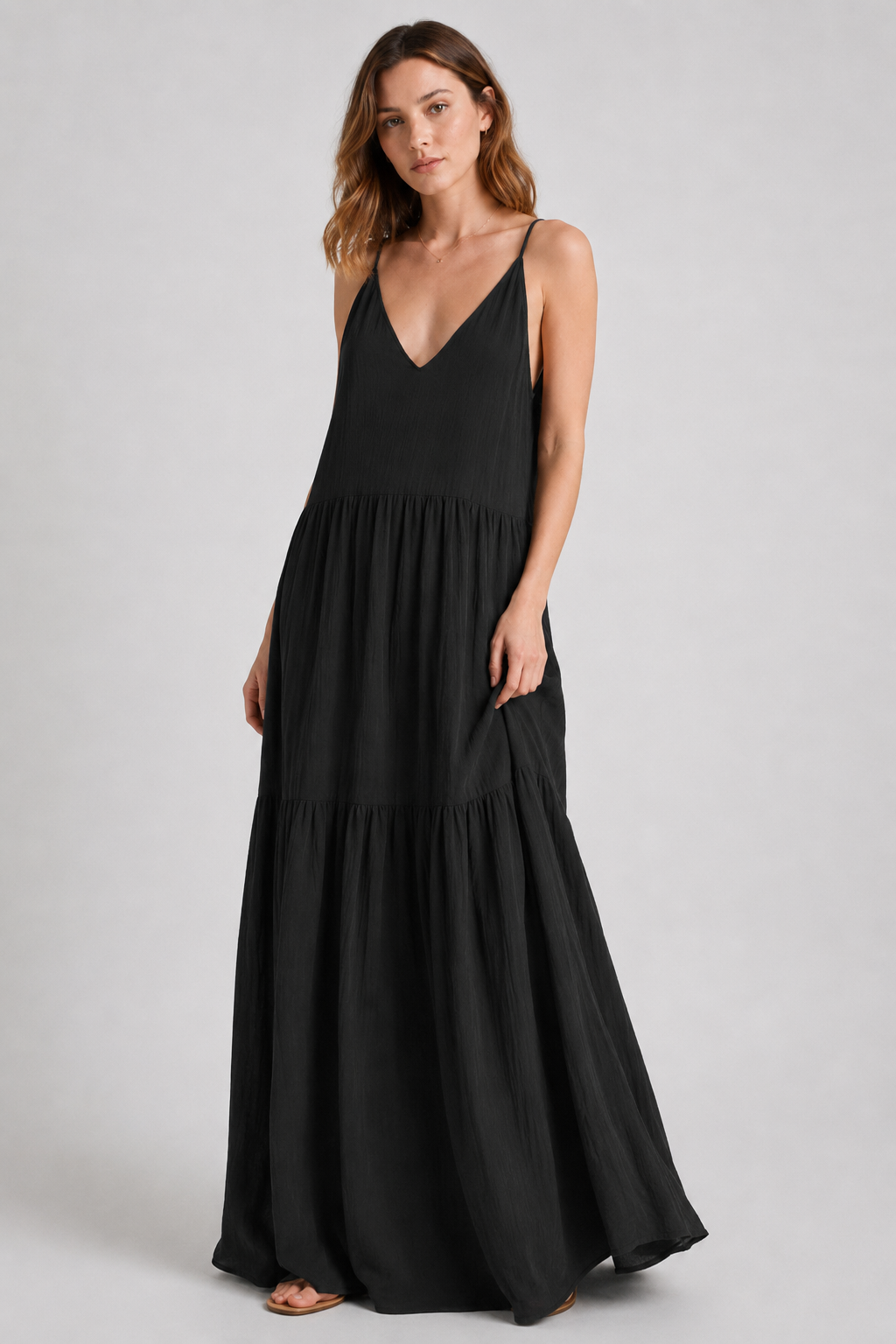 Elegant Resort Deep V-Neckline Strappy Maxi Dress