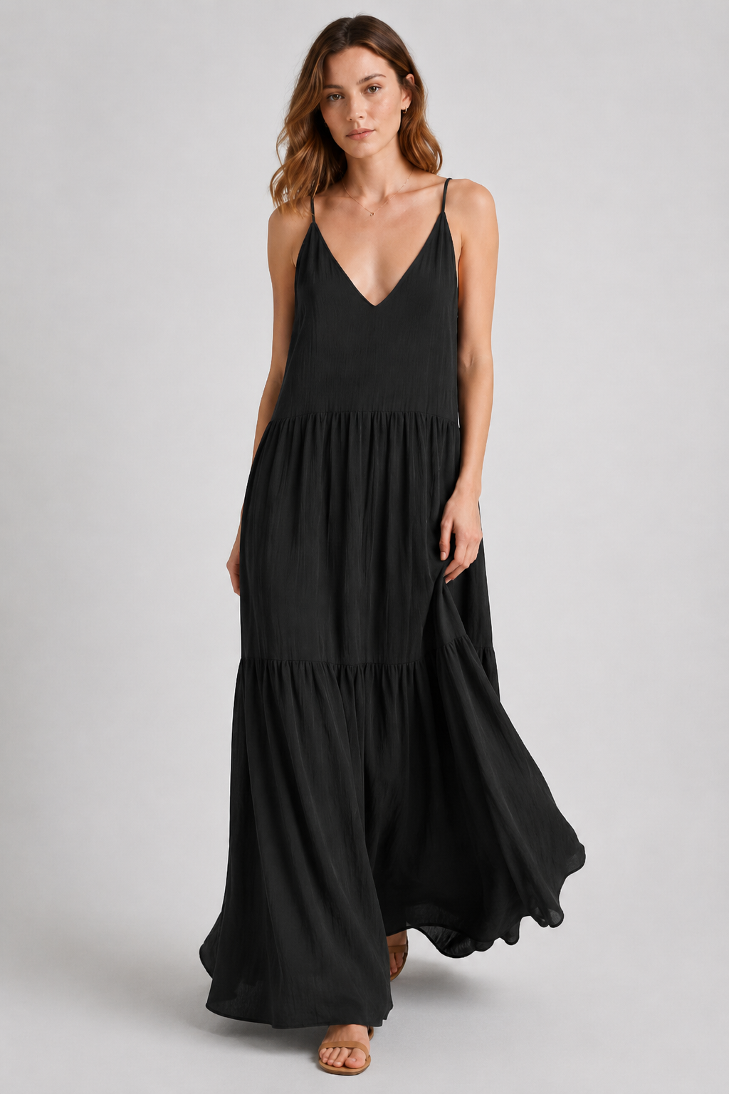 Elegant Resort Deep V-Neckline Strappy Maxi Dress