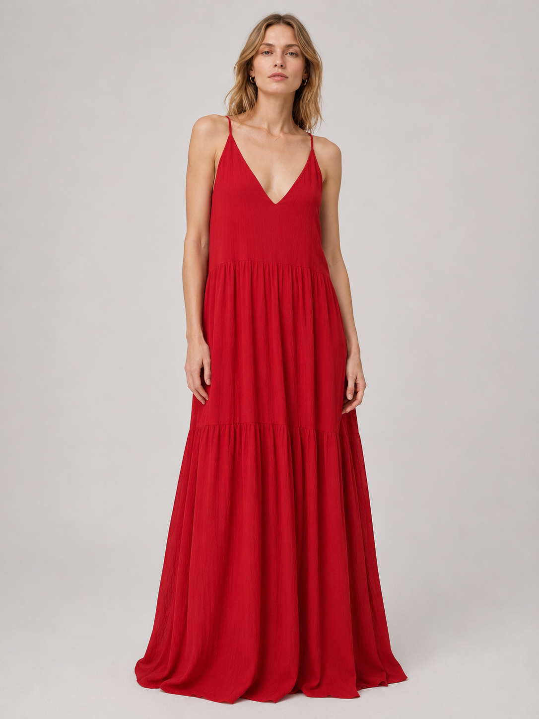 Elegant Resort Deep V-Neckline Strappy Maxi Dress