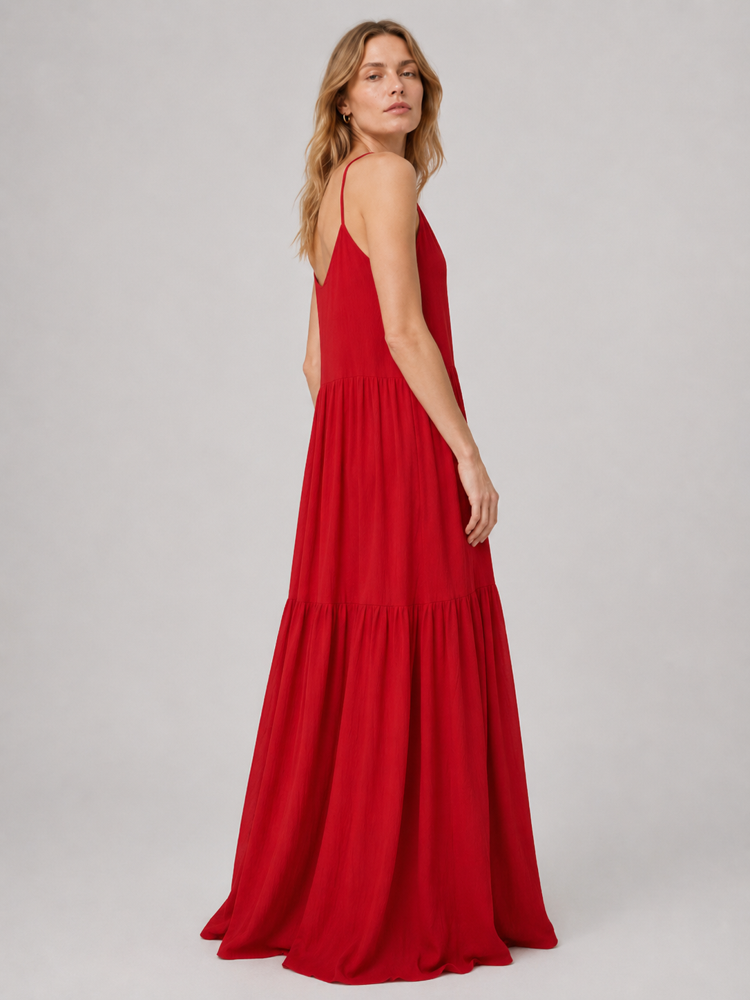 Elegant Resort Deep V-Neckline Strappy Maxi Dress