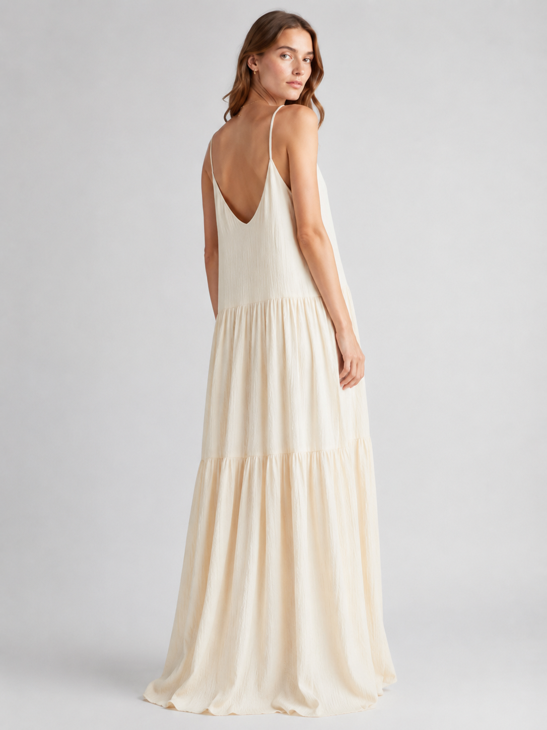 Elegant Resort Deep V-Neckline Strappy Maxi Dress