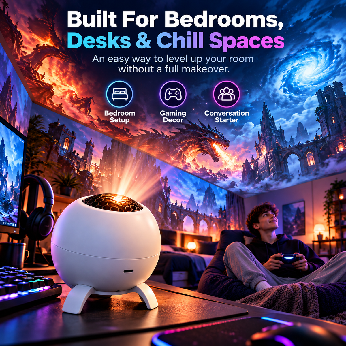 🌌 50% OFF Immersive Fantasy Room Projector – Transform Your Gaming Room in Seconds 🎮