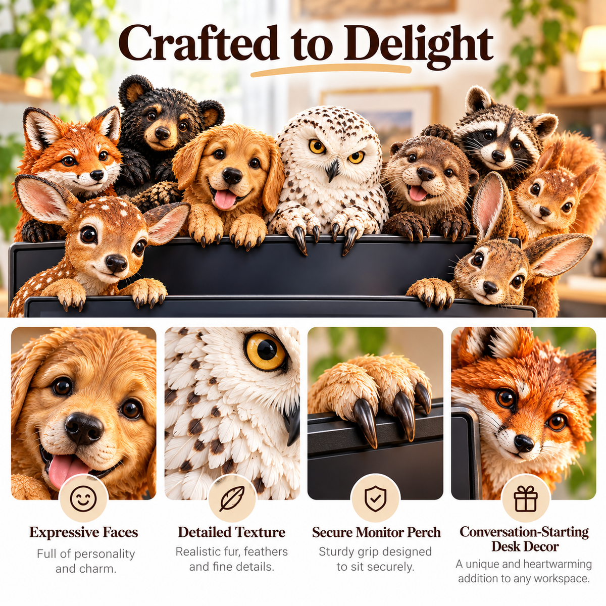 🐾 Peek-A-Boo Monitor Buddies™ – Cute Animal Screen Corner Decor