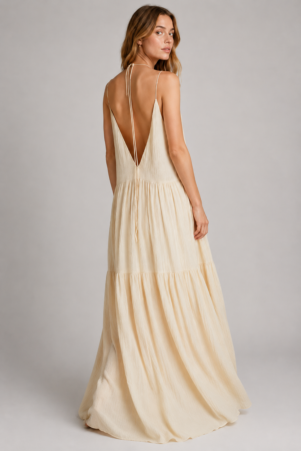 Elegant Resort Deep V-Neckline Strappy Maxi Dress
