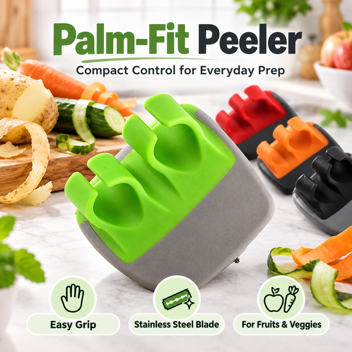🥔 Palm Vegetable Peeler Set – Soft Grip Handheld Fruit & Veggie Peeler！！！