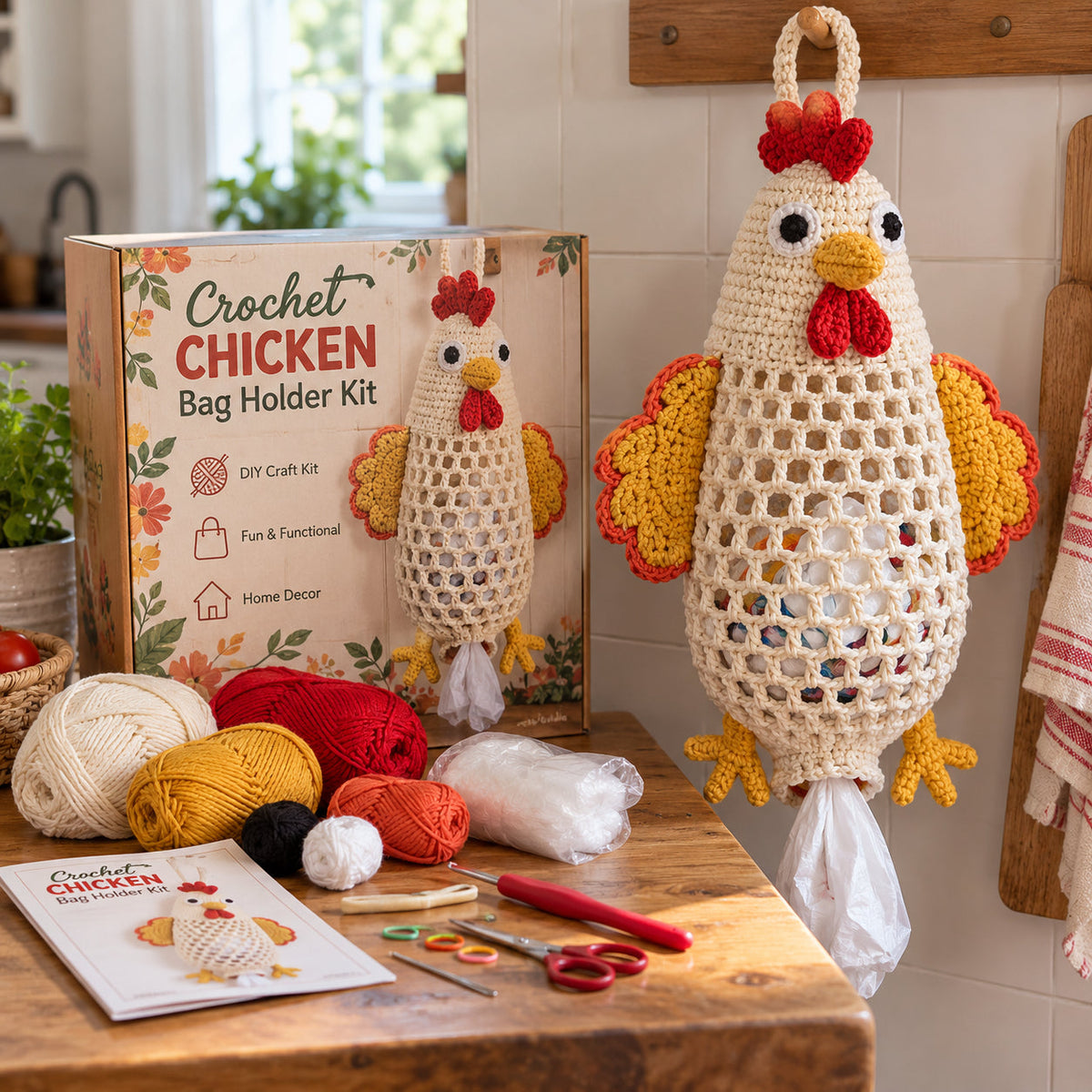 🔥LAST DAY 49% OFF – 🌼 Cottage Harvest Keepers™ — Crochet Animal Bag Holder DIY Kit | 12 Adorable Designs