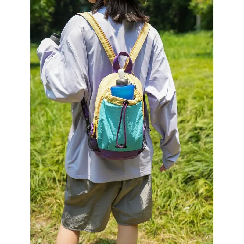 Unisex Lightweight Color Block Casual Nylon Mini Backpack