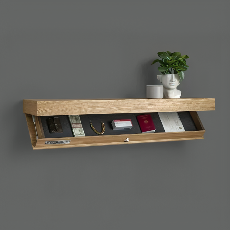 Wall-mounted shelf with secret compartment