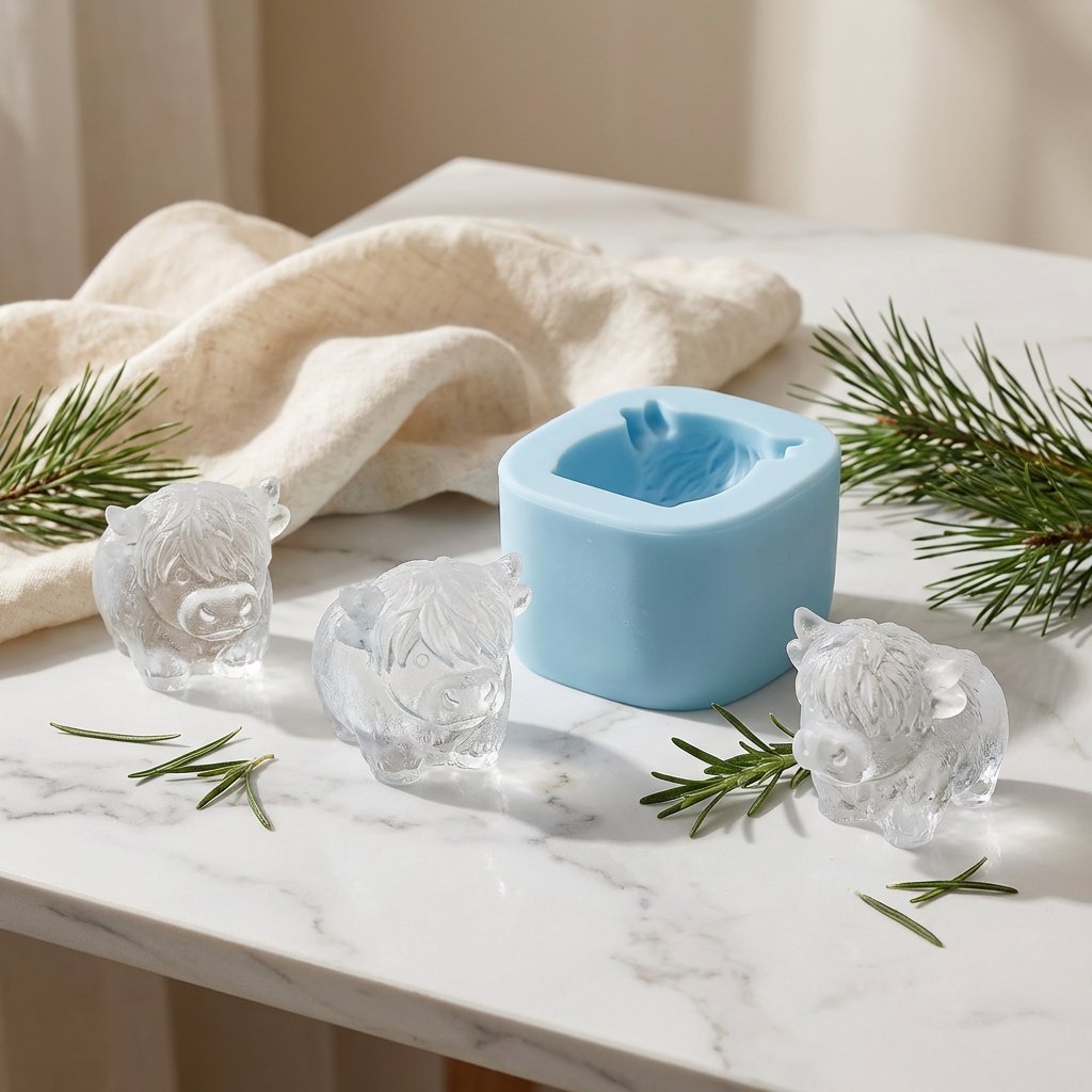 🐮 Mini Highland Cow Ice Cube & Dessert Mold 🧊🍪 Cute 3D Ice for Drinks, Parties & Gifts🎁