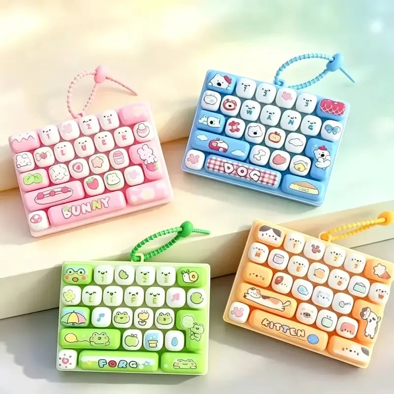 26-Key Mini Fidget Keyboard Keychain Portable Clicky Sensory Toy & Backpack Charm for Teens 14+ and Adults