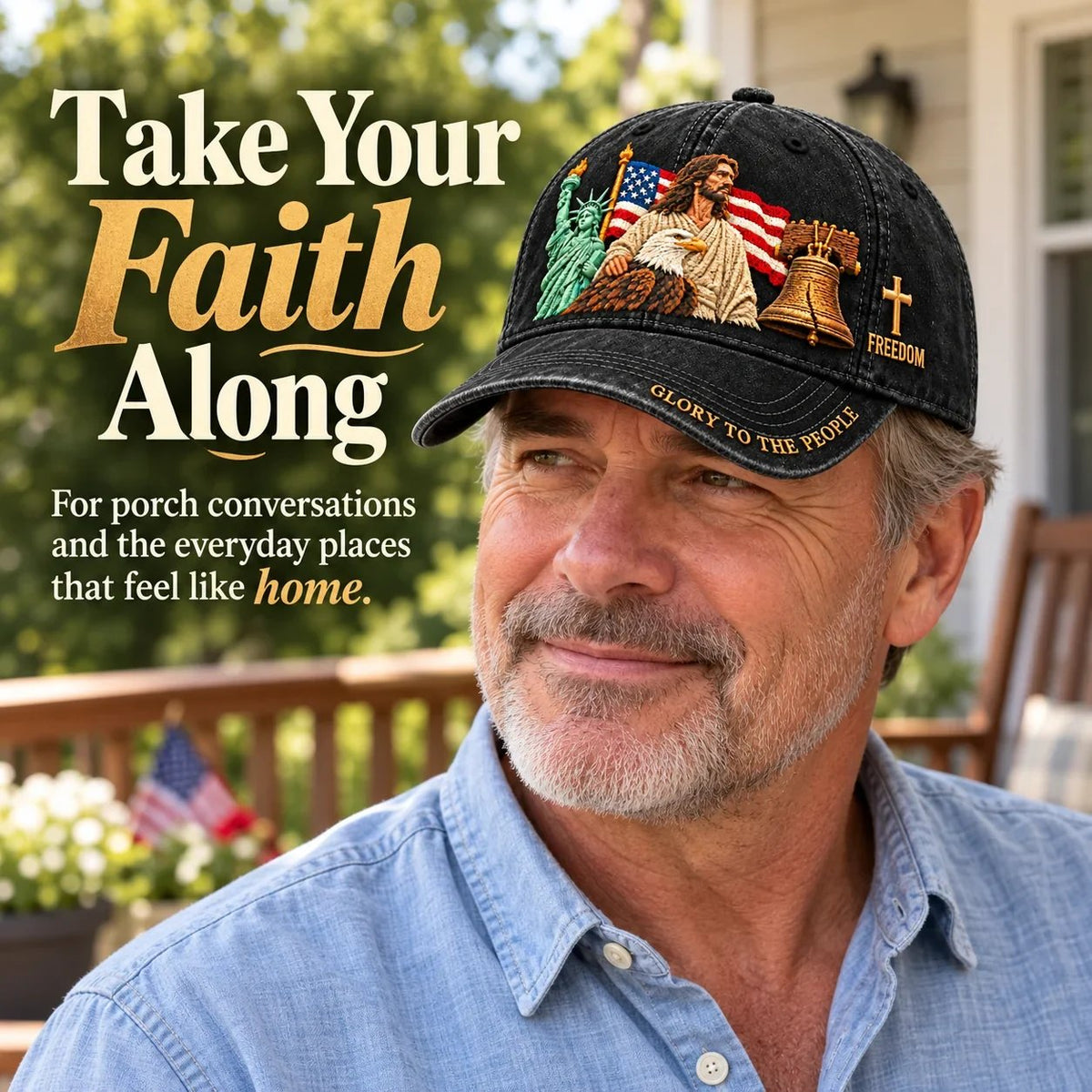 ✝️🇺🇸 Faith & Freedom American Heritage Embroidered Cap