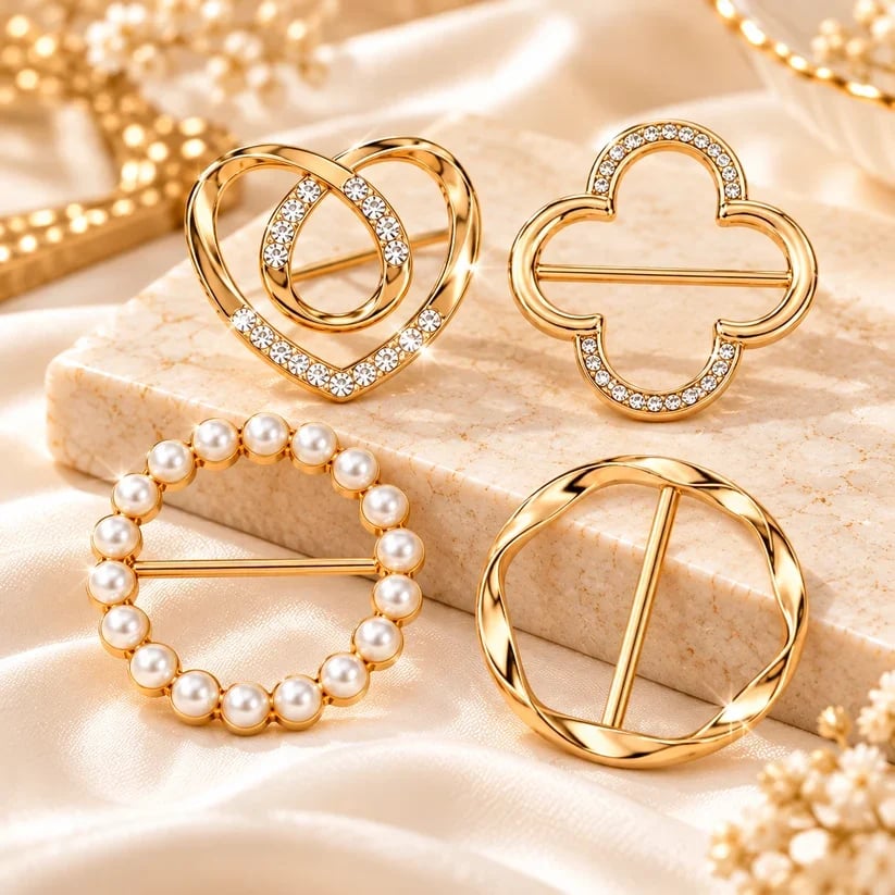 ✨4-Piece Women's Metal Shirt Clips – Round & Heart Designs for Loose Clothing