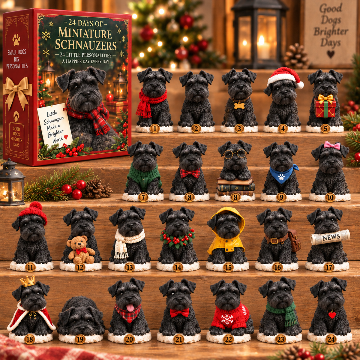 🐾 24 Days of Black Miniature Schnauzers — 24 Little Personalities