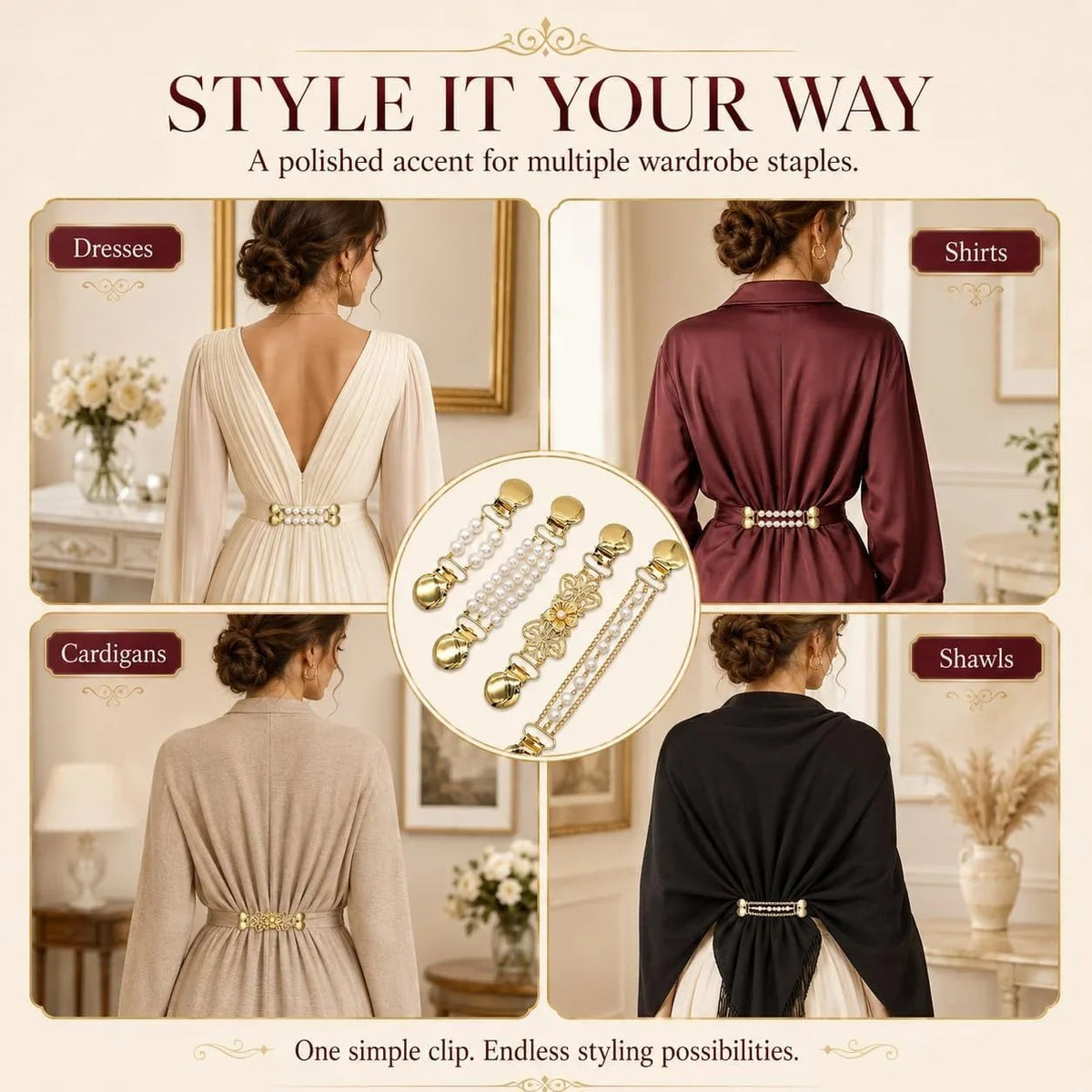 📿Multi-use Waist Cinch Clip | Cardigan & Shawl Clothing Fastener💎