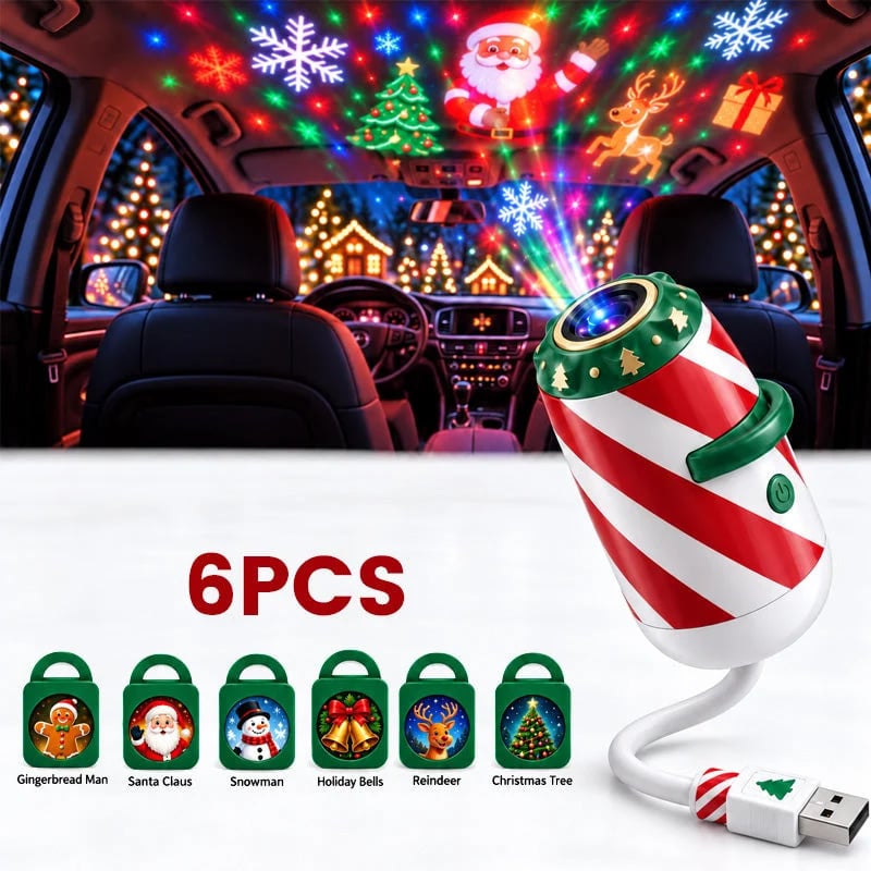 🎄 Merry Ride Christmas Car Projector Light – 24 Festive Slides