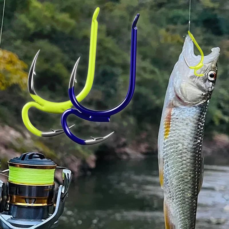 🎣  Classic and sharp double fishing hooks — High carbon steel with needle tip
