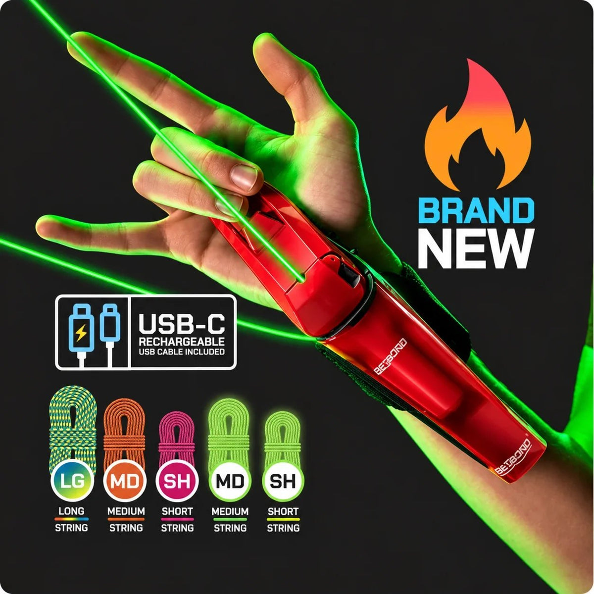 ⚡ Rechargeable Wrist String Launcher | UV & Glow String Trick Toy