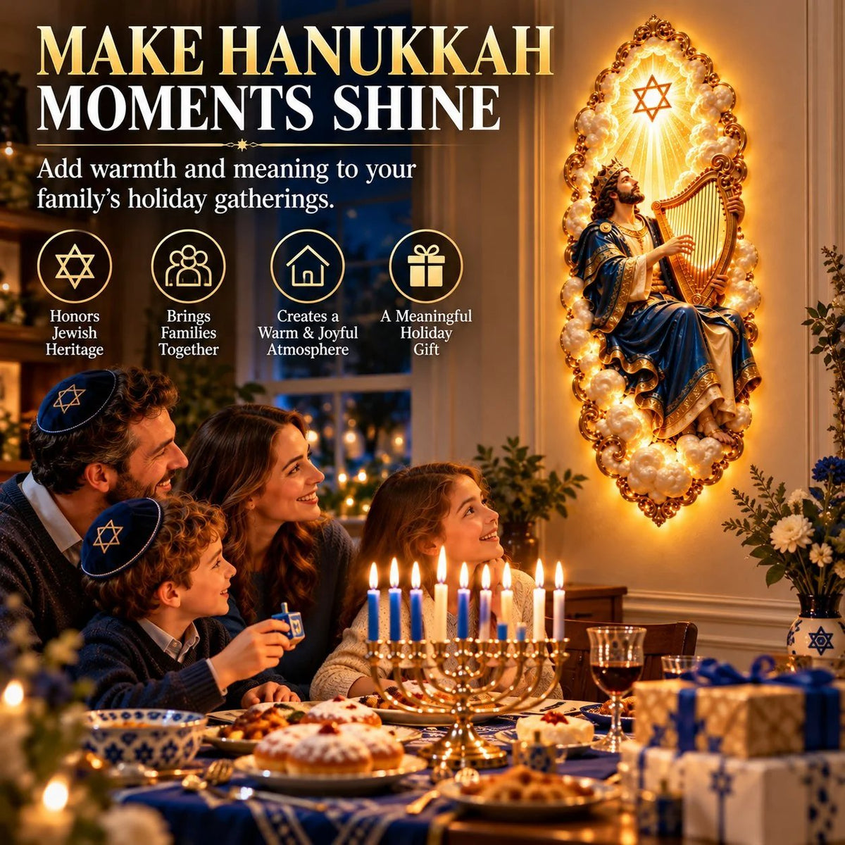 ✡️ Jewish Heritage Illuminated Wall Art | 3 Biblical-Inspired Designs