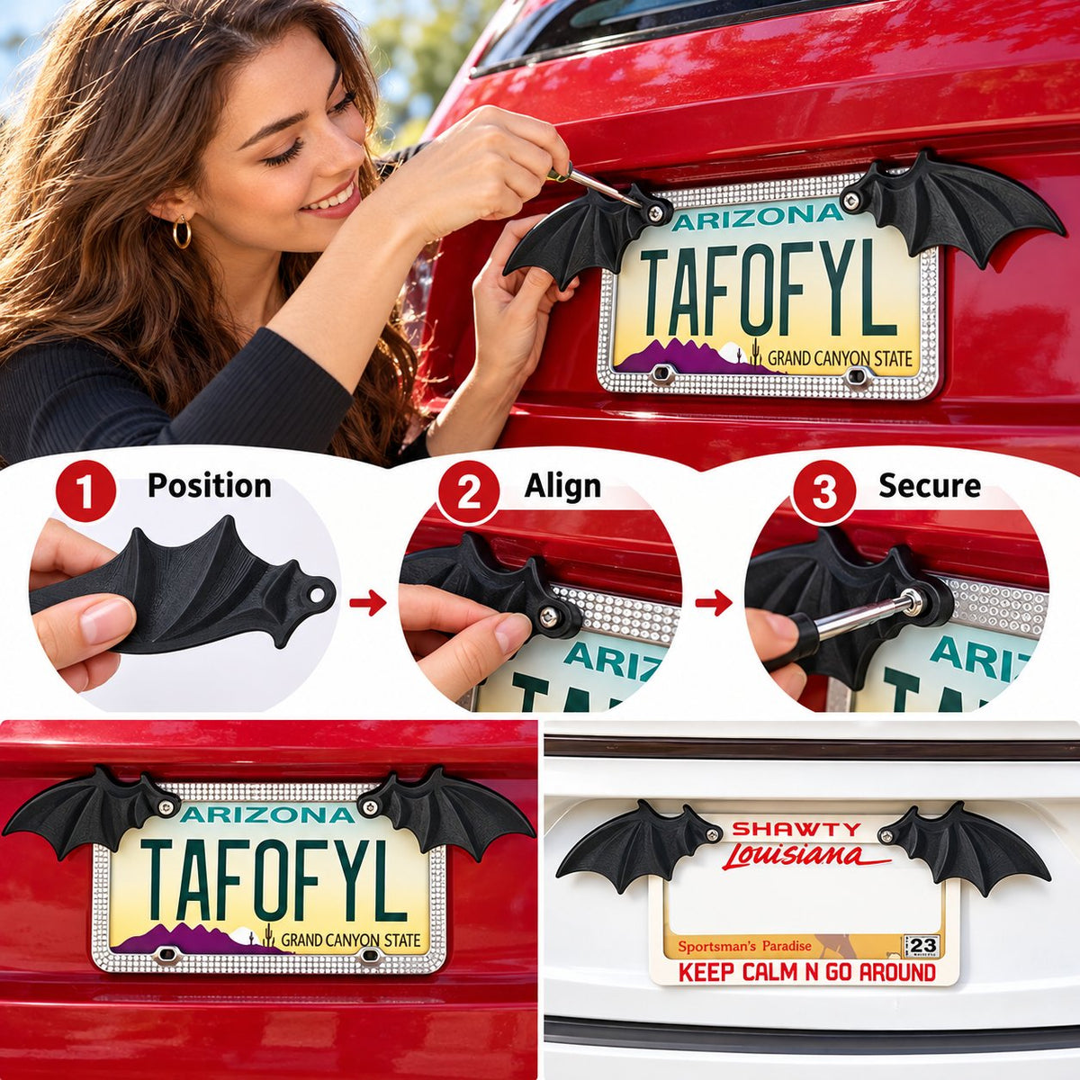 🔥HOT SALE 49% OFF - 🦇 Spooky Bat Wing License Plate Decor – Give Your Ride a Halloween Twist! 🎃(1 Pair)