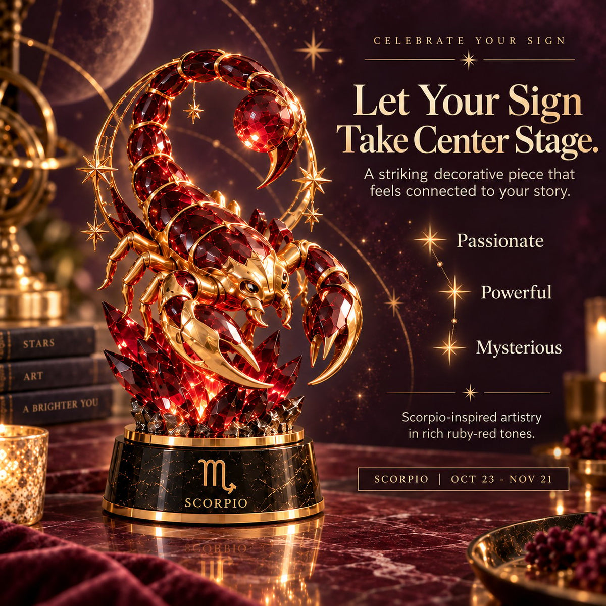 ⏳ Last Day 49% OFF – 🌙 Celestial Zodiac Sculpture | 12 Jewel-Like Zodiac Designs with Golden Details ✨