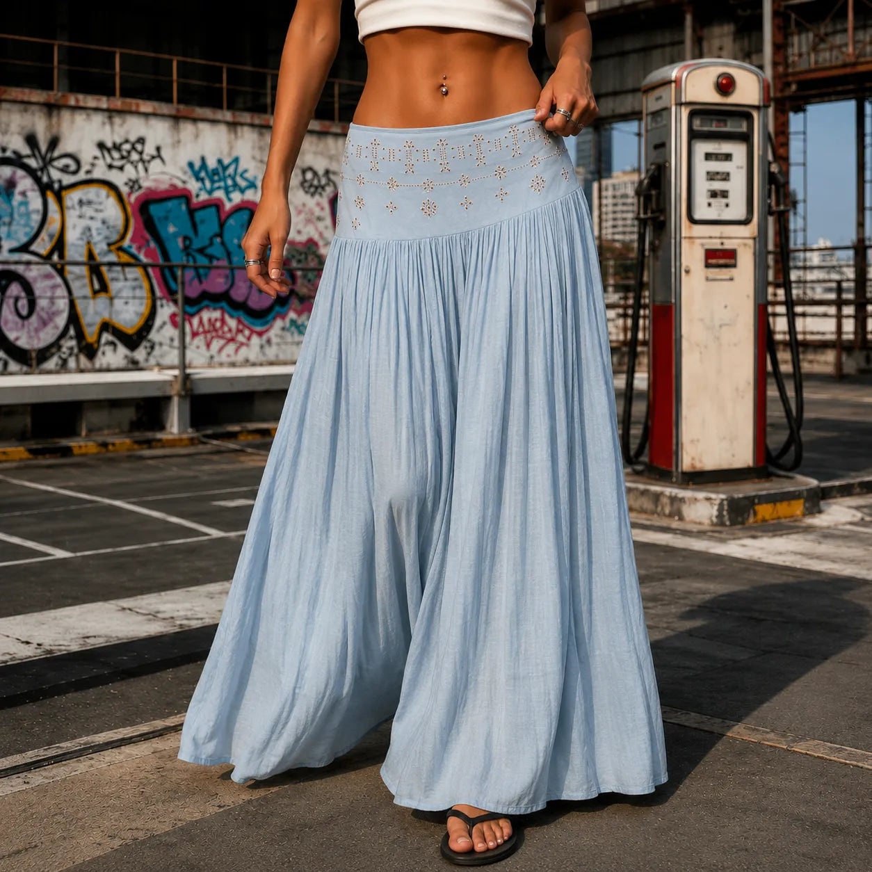 👗Women's High-Waisted Linen A-Line Beach Skirt👠