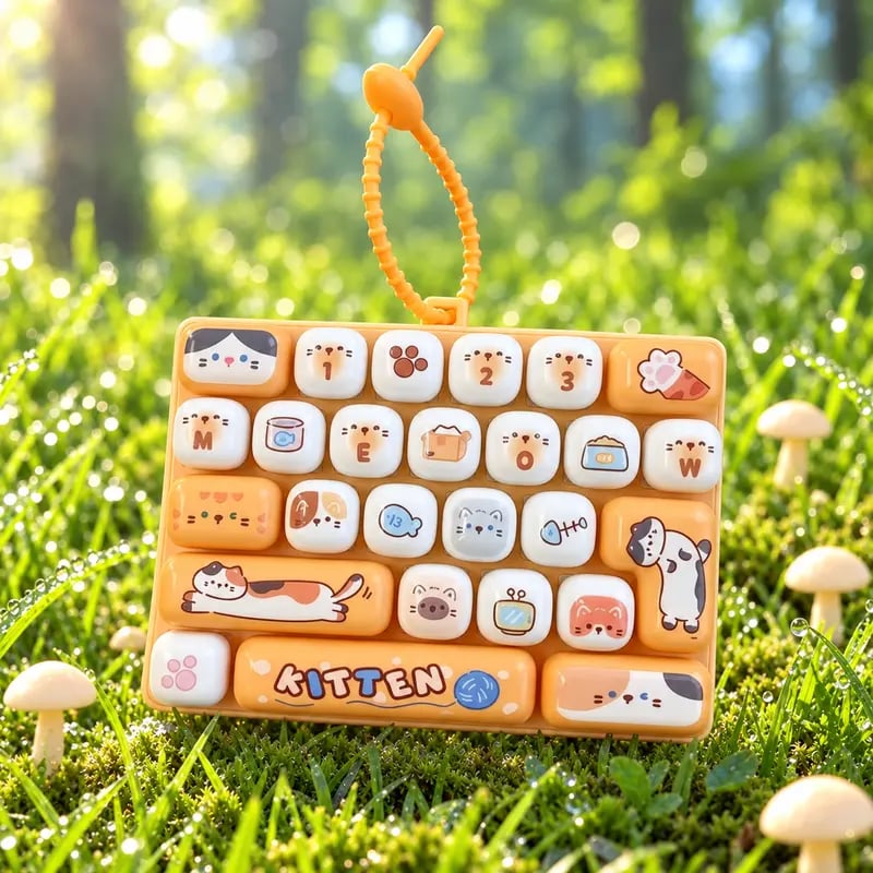26-Key Mini Fidget Keyboard Keychain Portable Clicky Sensory Toy & Backpack Charm for Teens 14+ and Adults
