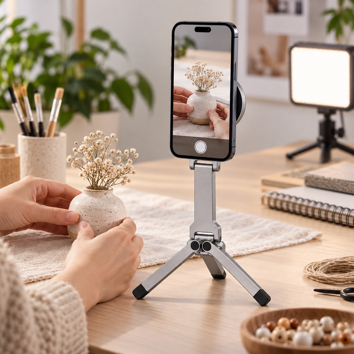 Foldable Magnetic Phone Tripod Stand