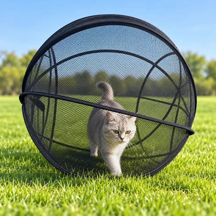 🐱 RollyCat 360° Mesh Cat Playpen – Spacious, Breathable & Secure Outdoor Play Space for Cats