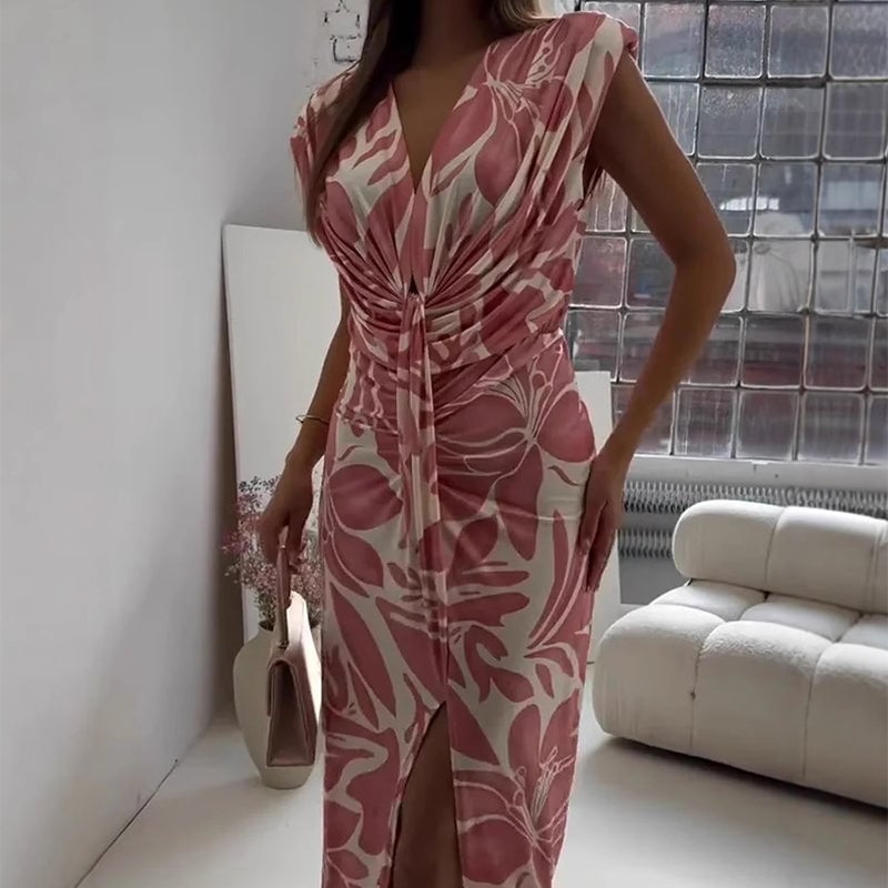 Sleeveless Printed Slit Dress(Almost Sold Out!)